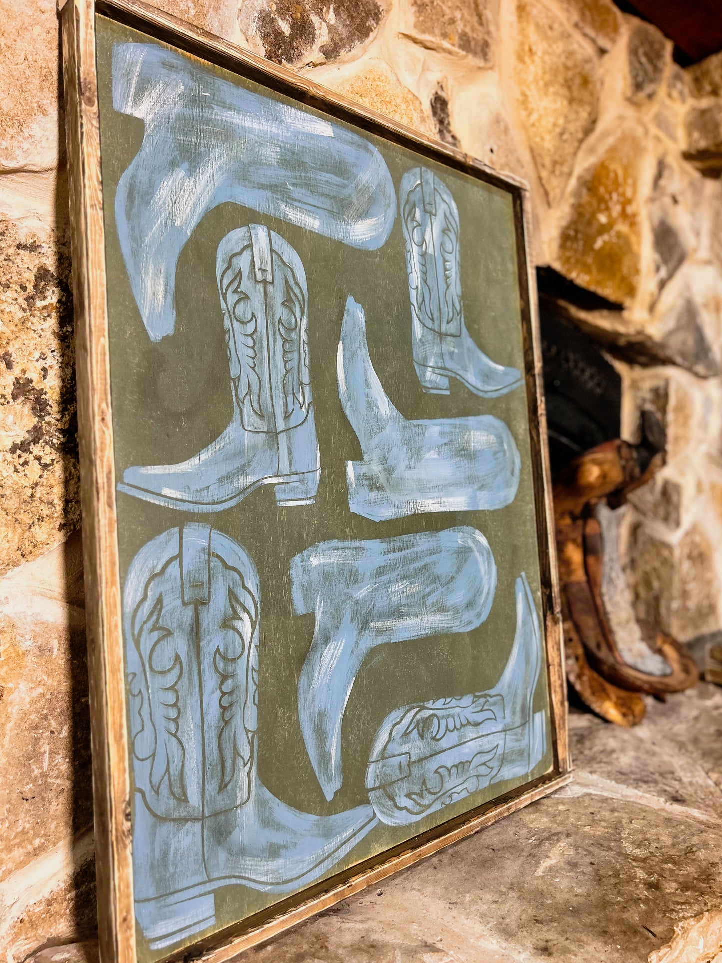 Green boot collage